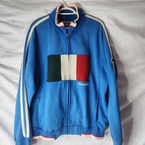 Mondetta Italy Full Zip Track Jacket Men’s Large Blue Flag Cotton Blend Retro